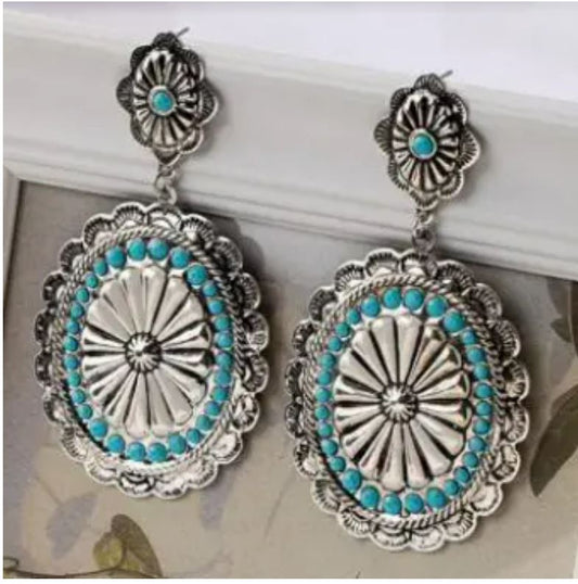 Turquoise Concho Earrings