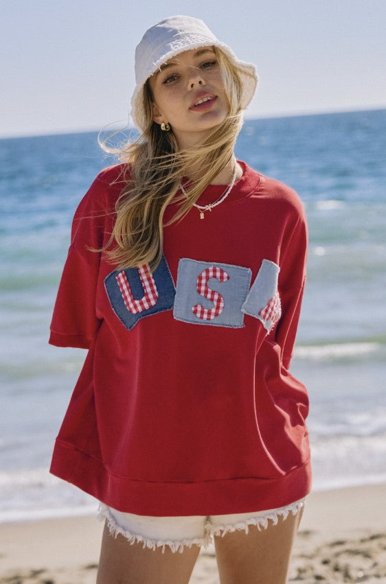 USA Logo Patch French Terry Top
