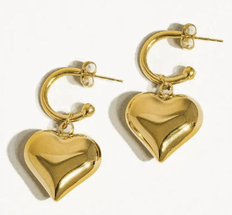 Viona 18K Non-Tarnish Dangle Heart Earring