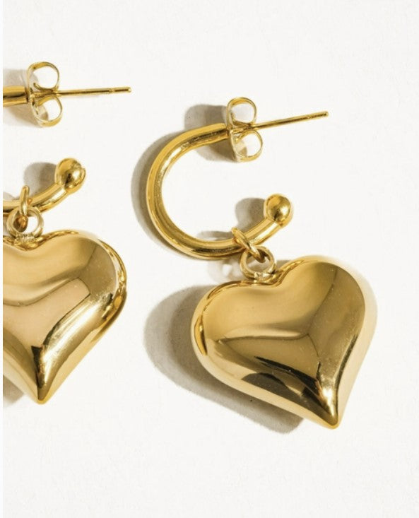 Viona 18K Non-Tarnish Dangle Heart Earring