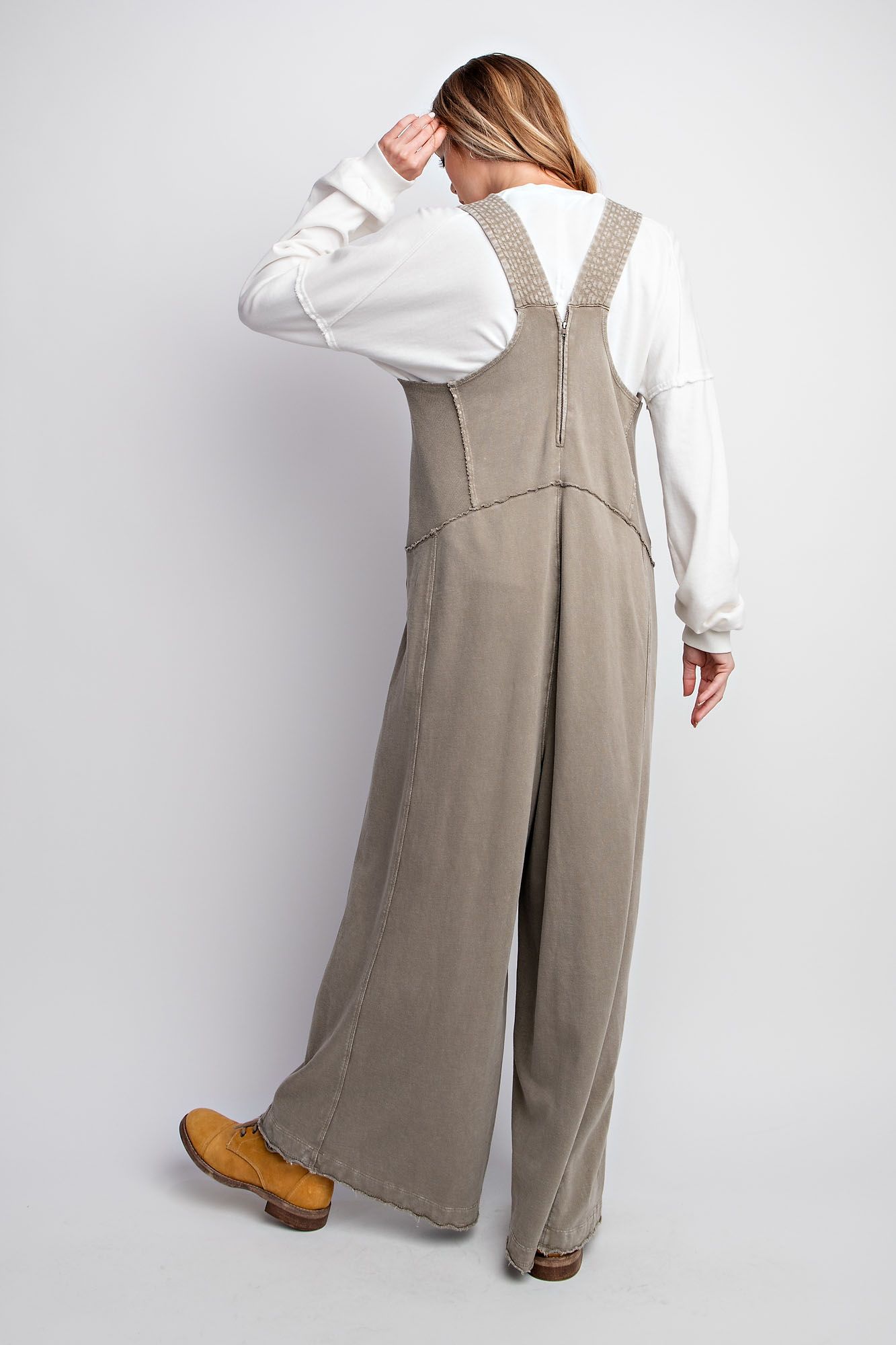 Easel MUSHROOM TERRY KNIT JUMPSUIT