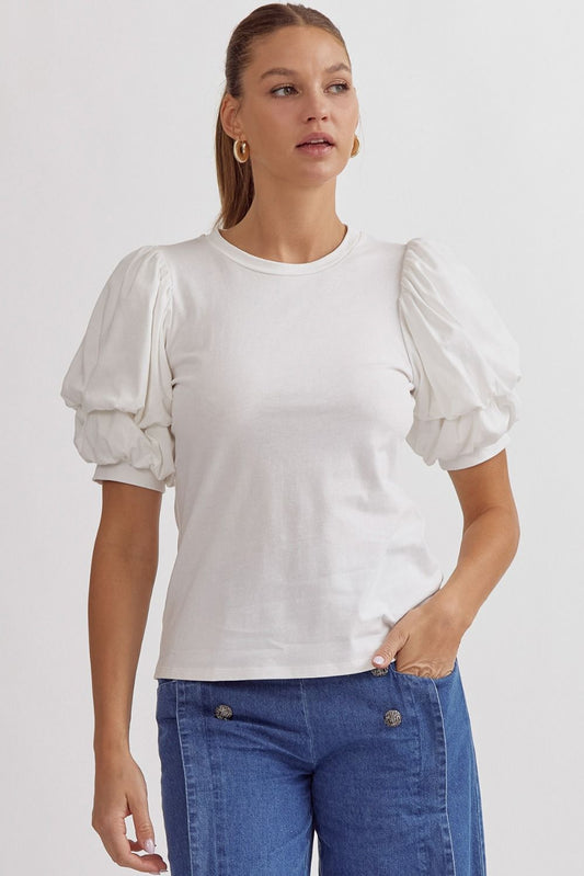 The Classic Solid Half Bubble Sleeve Top