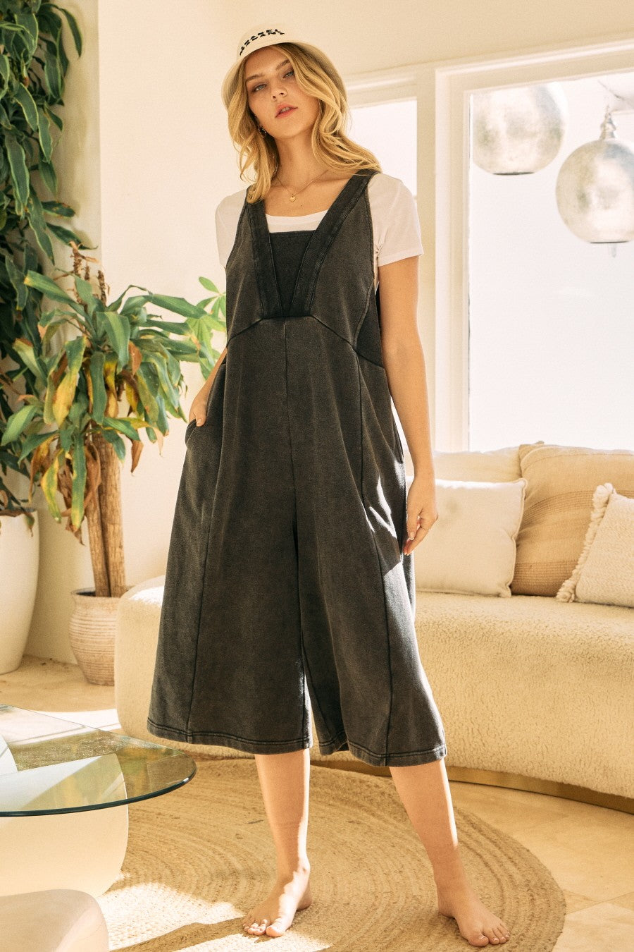 Oddi Washed Black Knit Jumpsuit