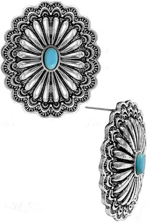 Western Concho Flower Stud Earring