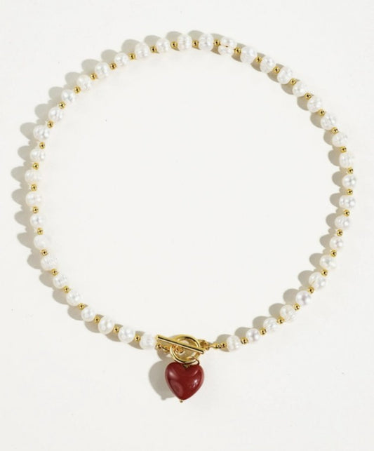 Wren Vintage Natural Pearl Heart Necklace