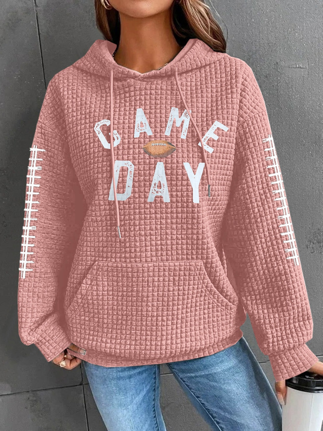 GAME DAY Football Drawstring Long Sleeve Hoodie