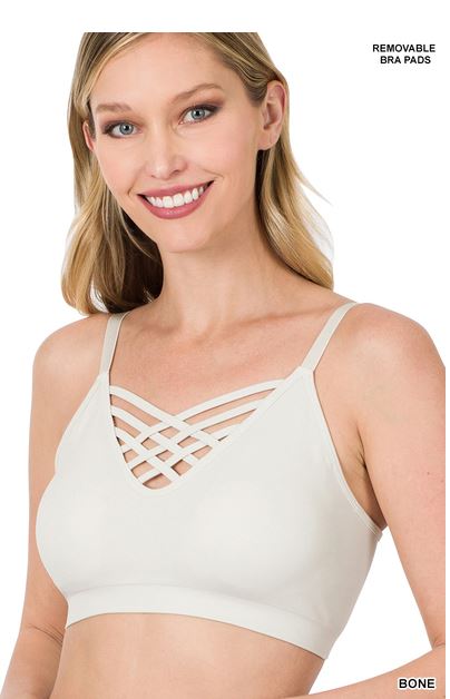 Zenana V-LATTICE BRALETTE (BONE)