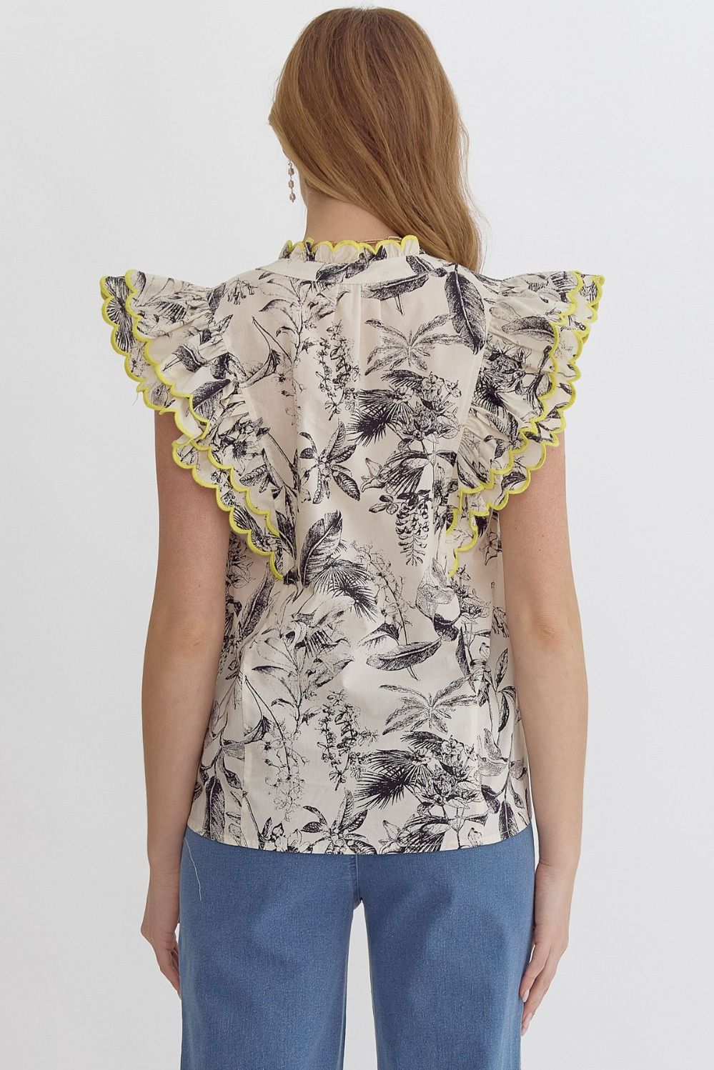 Yellow Leaf Print Top