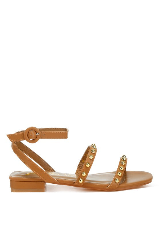 Flippity Studded Ankle Strap Flat Sandals