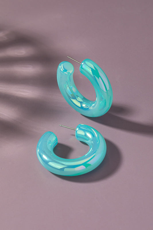 Color Jelly Hoop Earrings BLUE