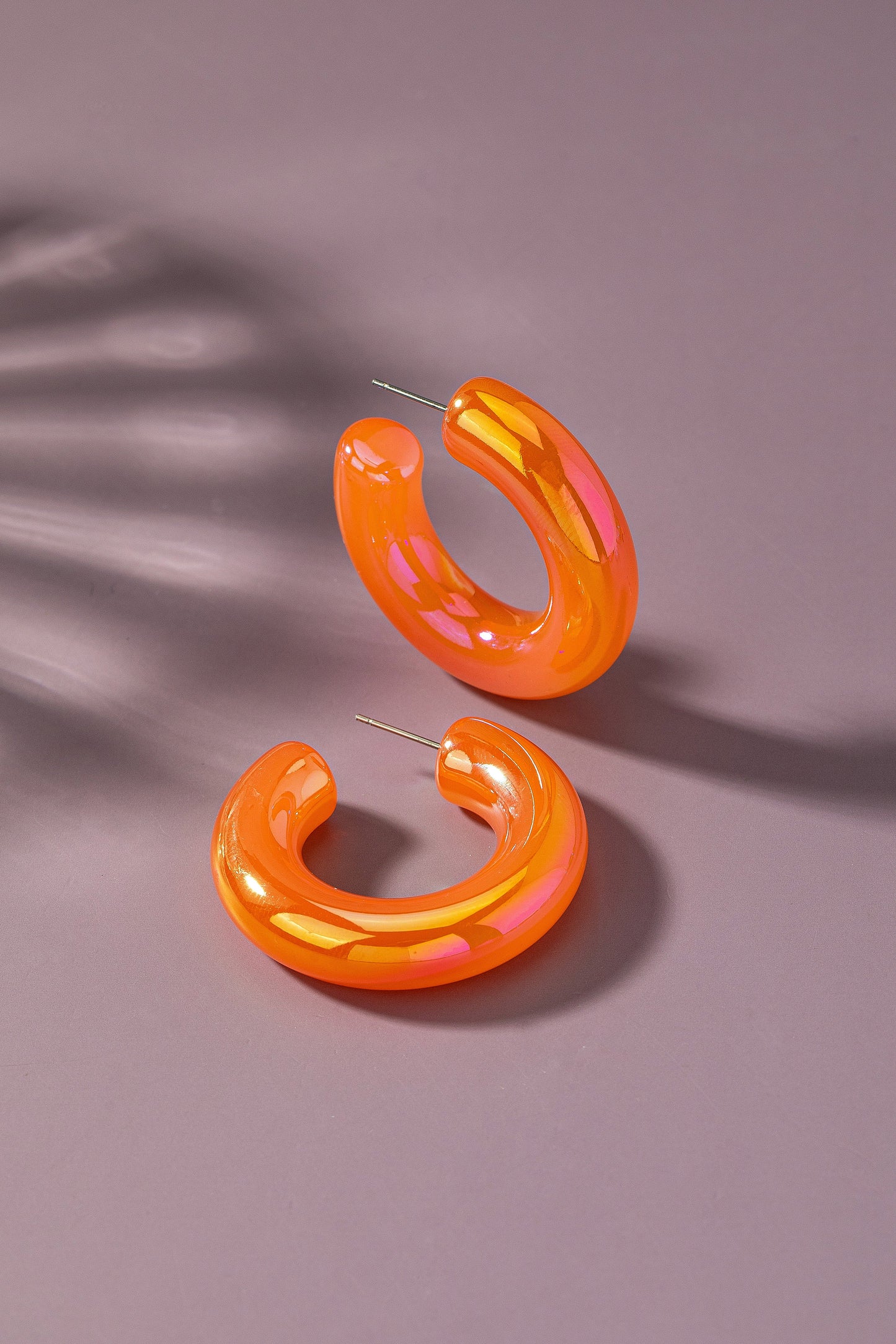 Color Jelly Hoop Earrings ORANGE