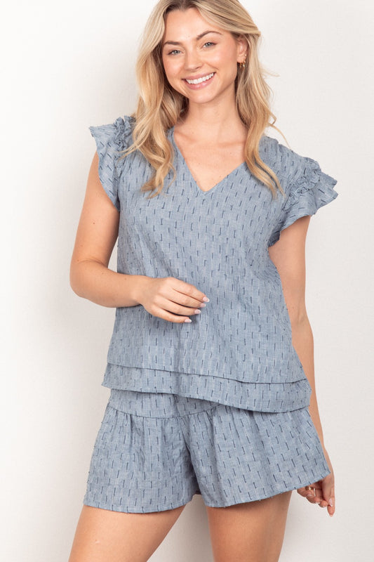 The Olivia Cotton Woven Set in DENIM