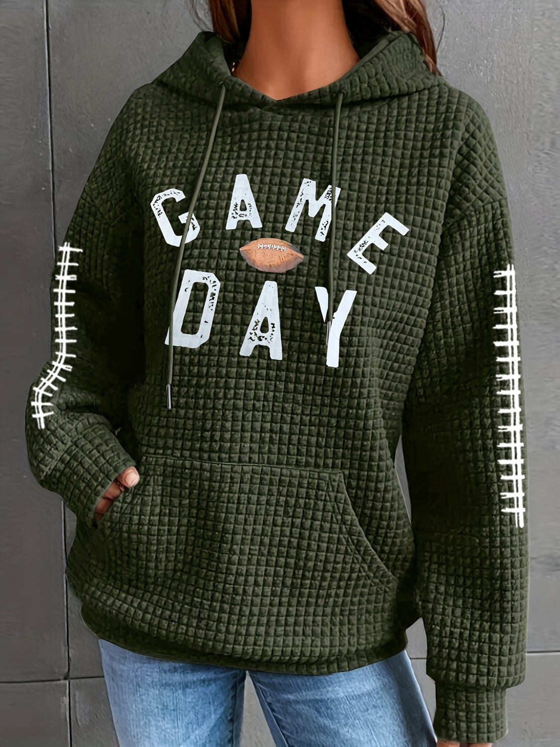 GAME DAY Football Drawstring Long Sleeve Hoodie