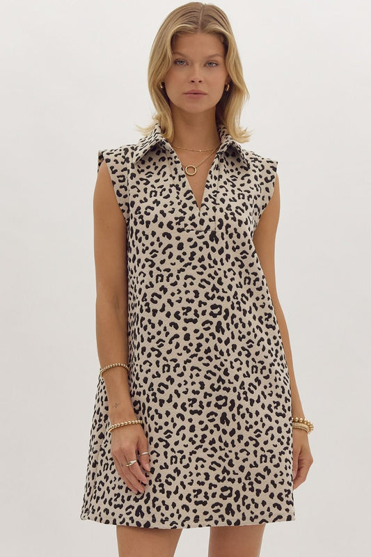 Laci Leopard Collared Mini Dress