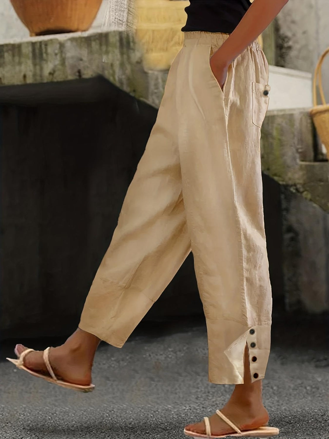 Plus Size Wide Leg Pants with Pockets