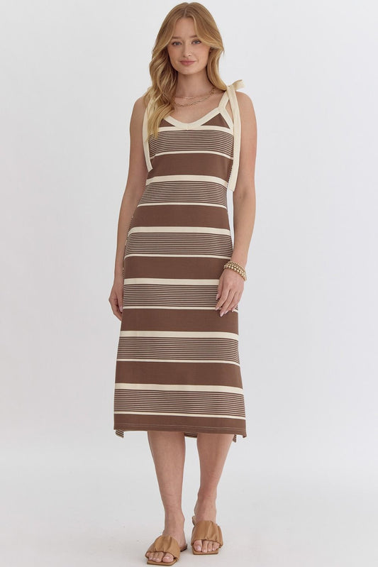 Mocha Loca V-Neck Midi Dress