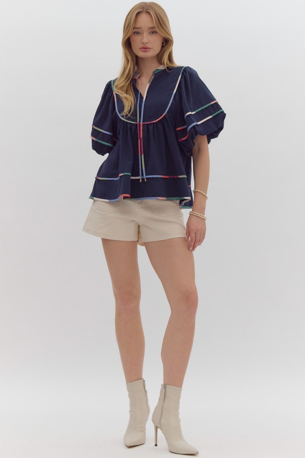 Brooklyn Color Block Top Navy