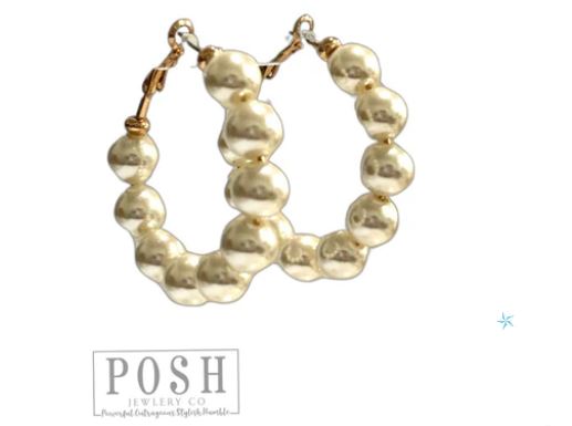 PEARL BEAD HOOP EARRING