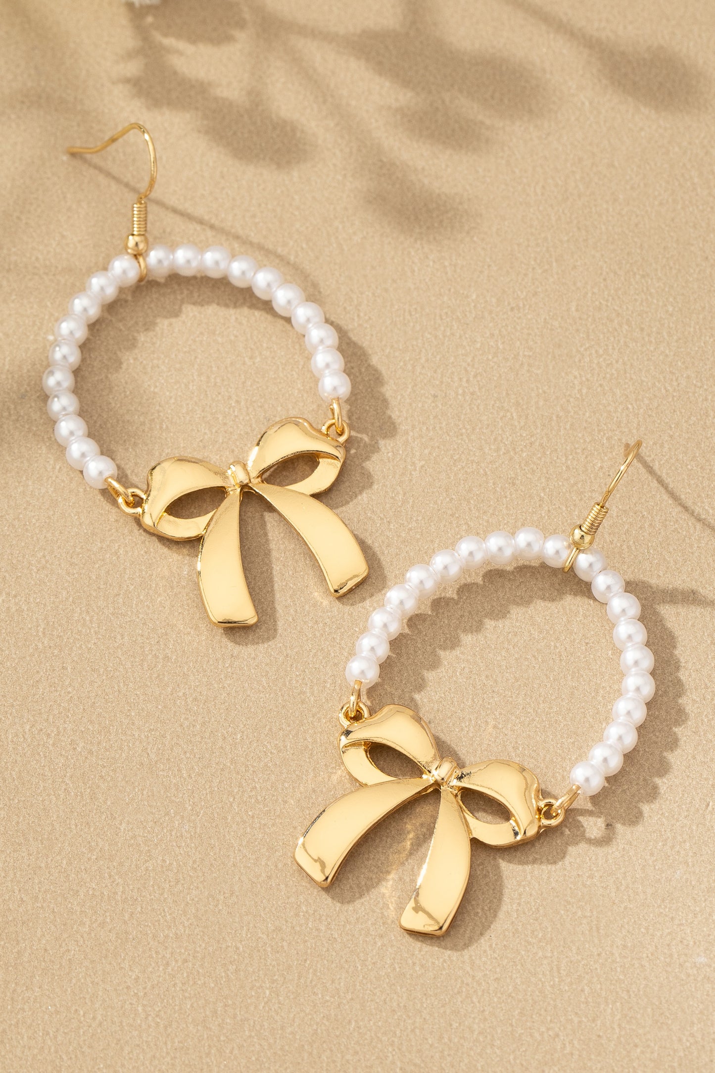 Pearl Hoop with Bow Earrings