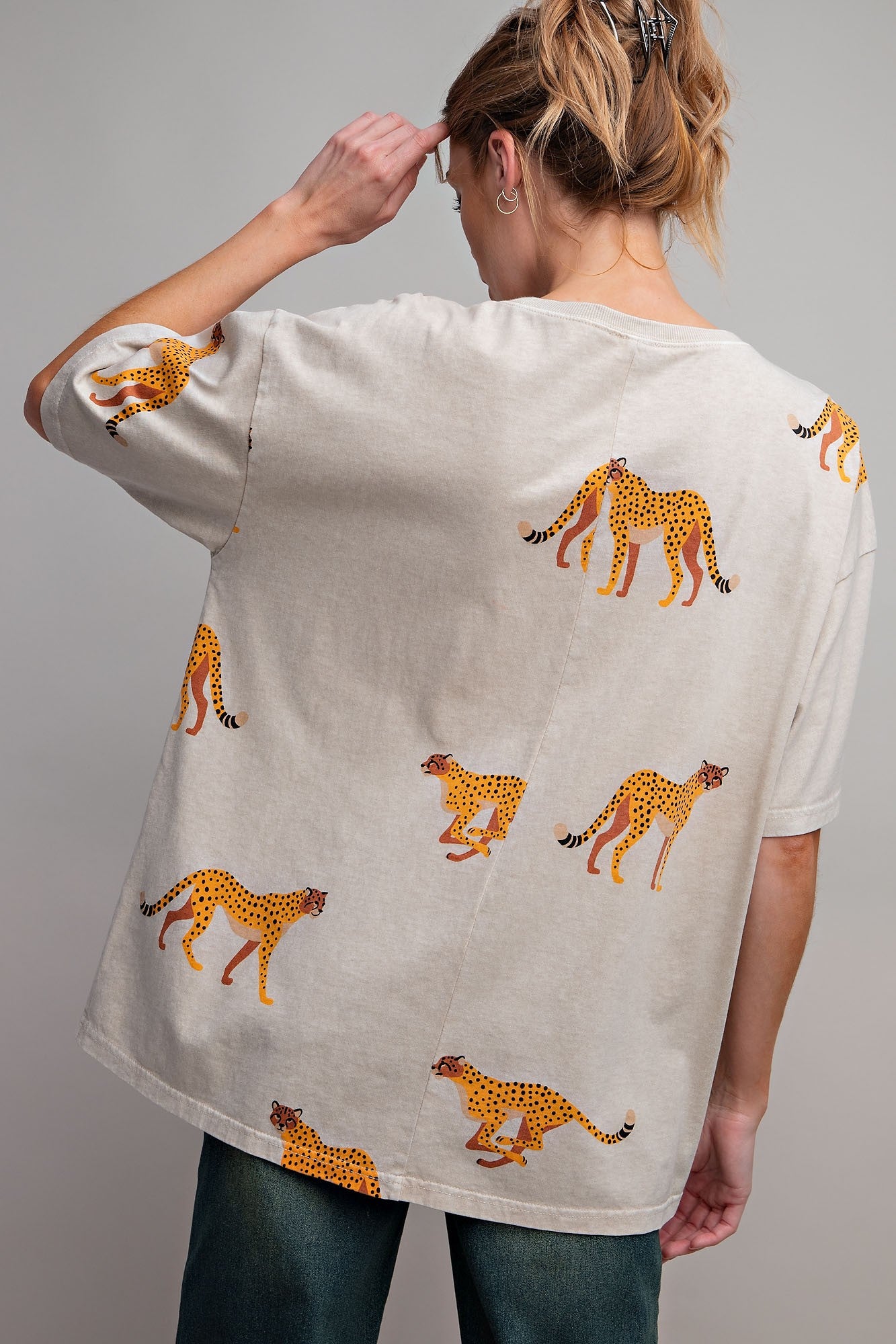 CHEETAH PRINT WASHED COTTON TOP