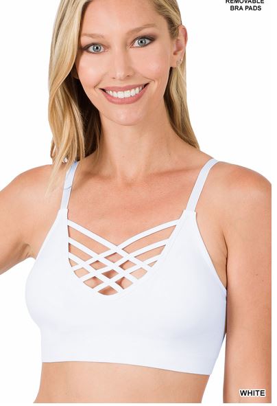 Zenana V-LATTICE BRALETTE (WHITE)